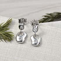 LUXURIANT Lab Grown Diamond Dangle Earrings in Rhodium Overlay Sterling Silver