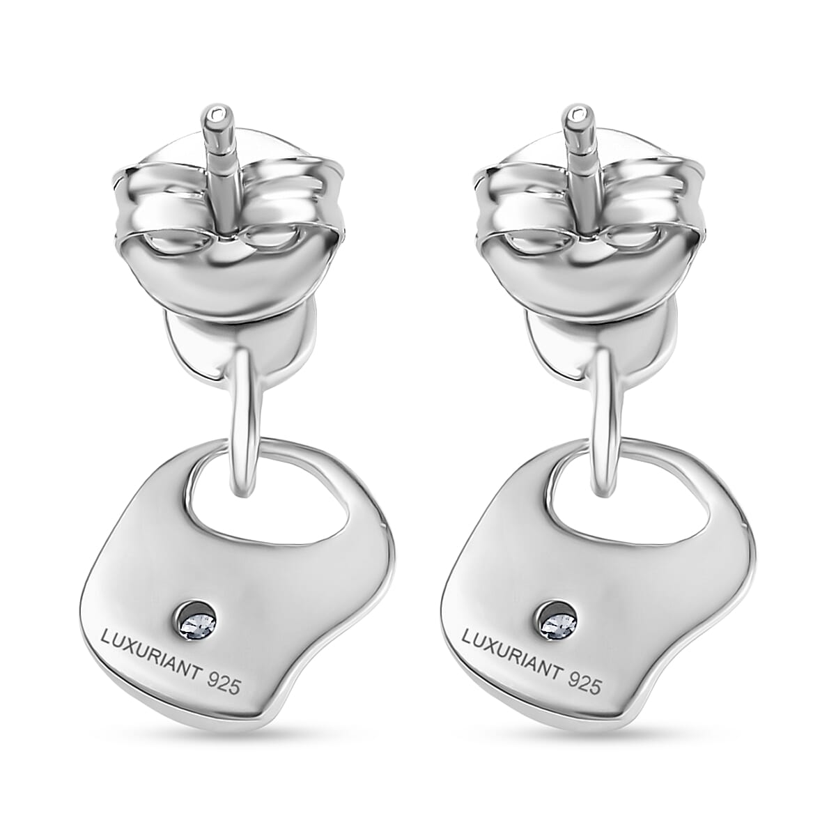 Luxuriant Lab Grown Diamond (SI-GH) Dangling Push Back Earring in Rhodium Overlay Sterling Silver 0.16 Ct.