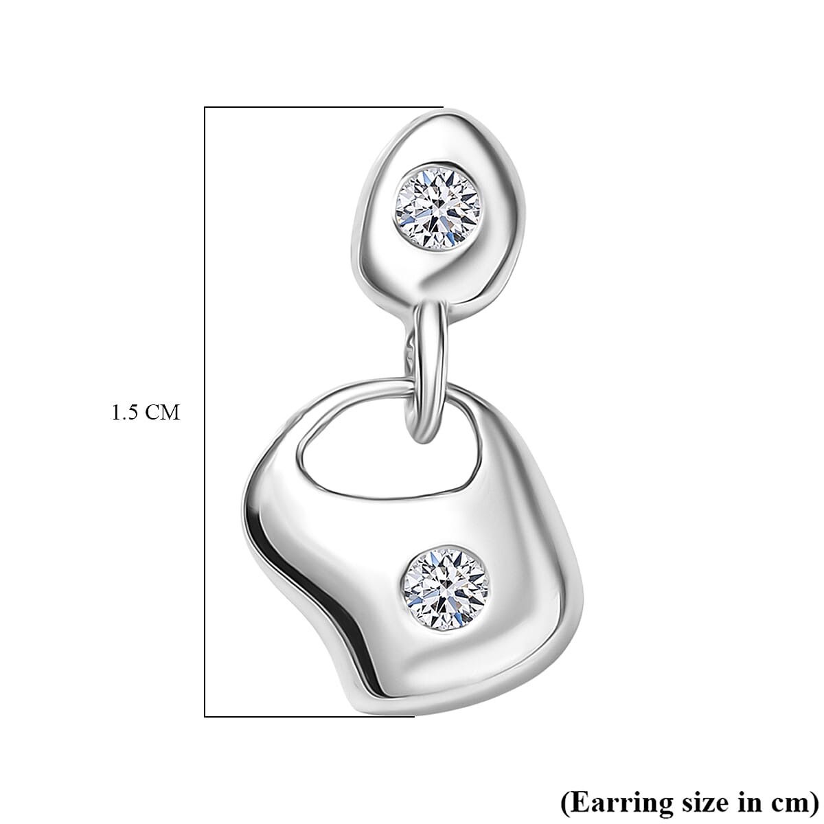 Luxuriant Lab Grown Diamond (SI-GH) Dangling Push Back Earring in Rhodium Overlay Sterling Silver 0.16 Ct.