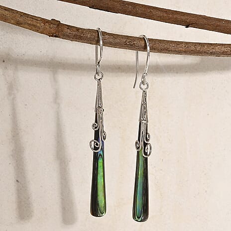 Abalone Shell Earring with Hook in Sterling Silver
