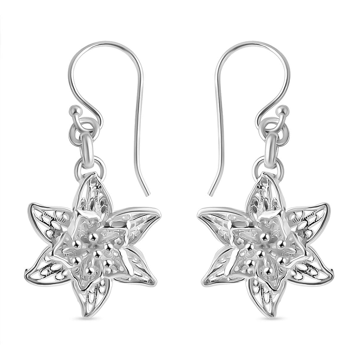 Bali Legacy Sterling Silver Star Dangle Earring with Hook, Silver Wt. 4.82 Gms.