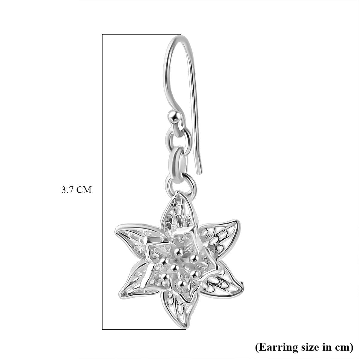Bali Legacy Sterling Silver Star Dangle Earring with Hook, Silver Wt. 4.82 Gms.
