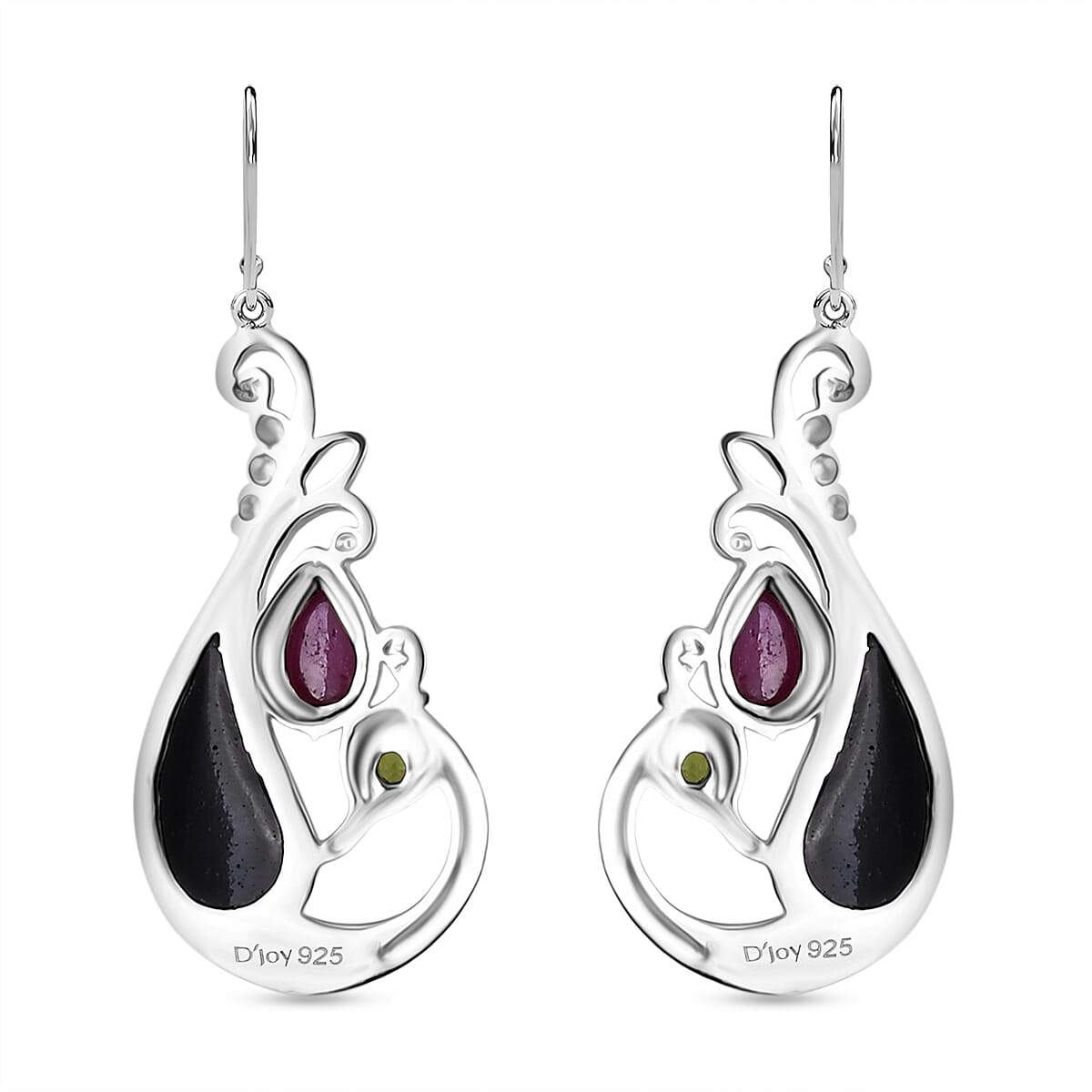 D'Joy Abalone Shell, Natural Chrome Diopside, African Ruby Earring Sterling Silver, Silver Wt.5.38 Gms  3.470  Ct.