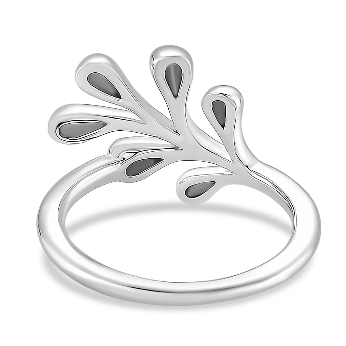 Lucy Q-Drop Collection Rhodium Overlay Sterling Silver Splash Ring