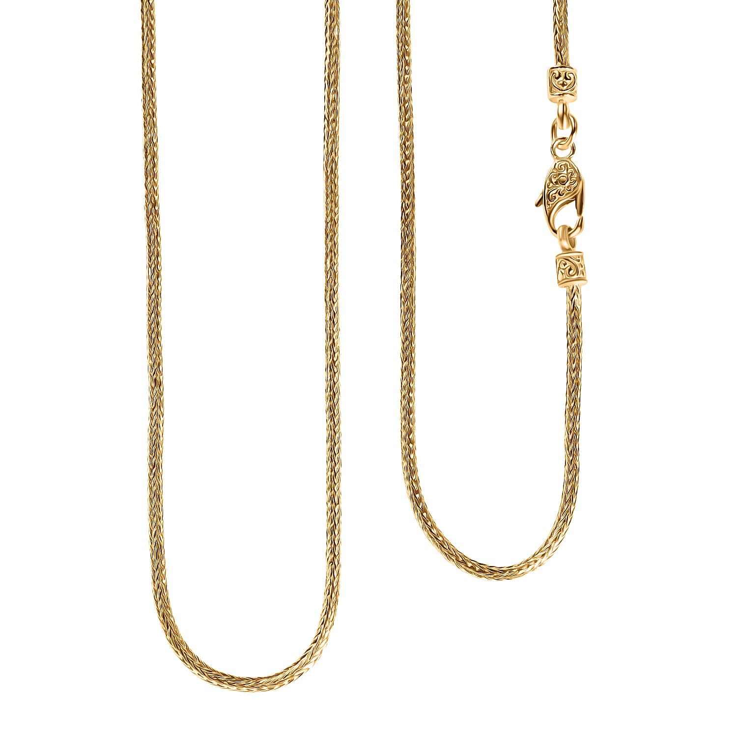 D'Joy Royal Bali Collection - 22K Vermeil Yellow Gold Plating Tulang Naga Necklace (Size 24) in Sterling Silver, Silver Wt. 13.84 Gms.