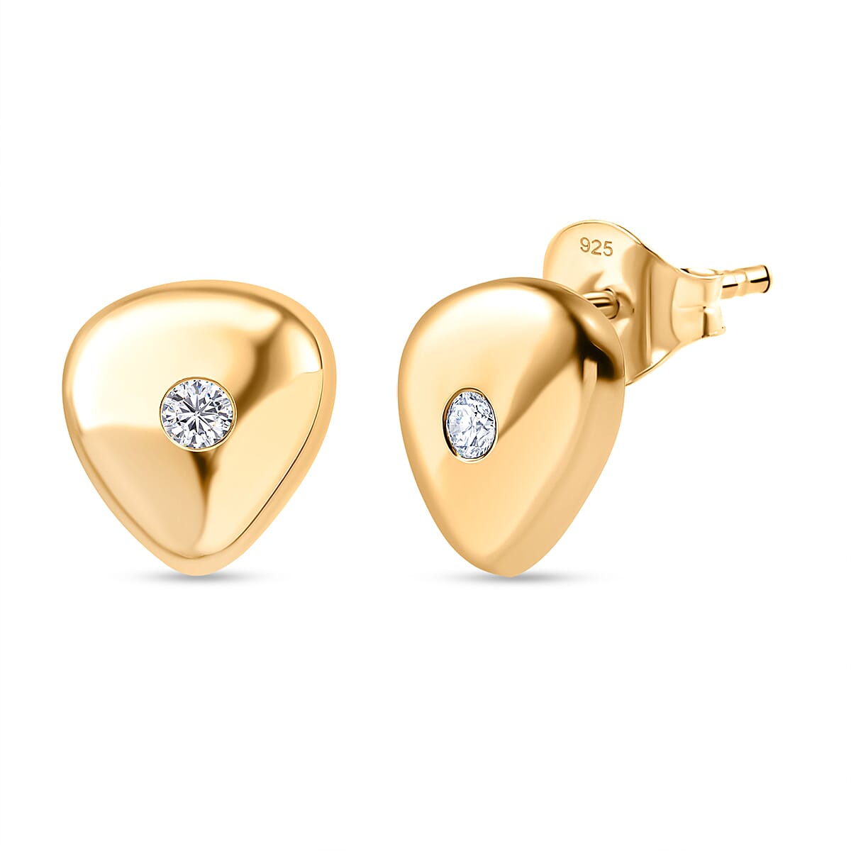 Luxuriant Lab Grown Diamond (SI-GH) Solitaire Stud Push Post Earring in 18K Vermeil Yellow Gold Plated Sterling Silver
