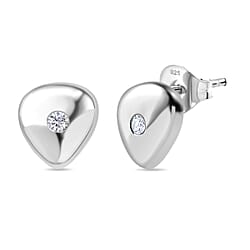 LUXURIANT Lab Grown Diamond Solitaire Earrings in Rhodium Overlay Sterling Silver