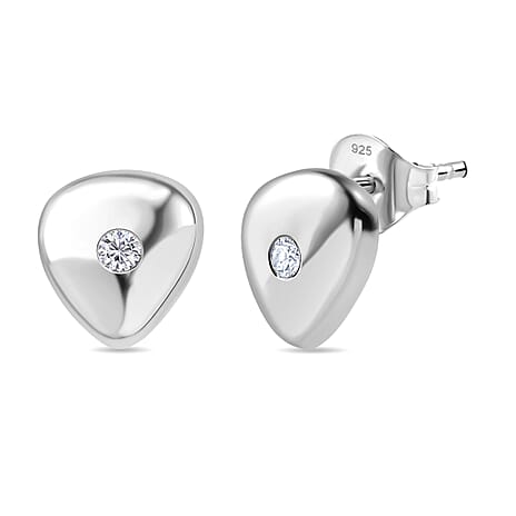 Luxuriant Lab Grown Diamond (SI-GH) Solitaire Stud Push Post Earring in Rhodium Overlay Sterling Silver