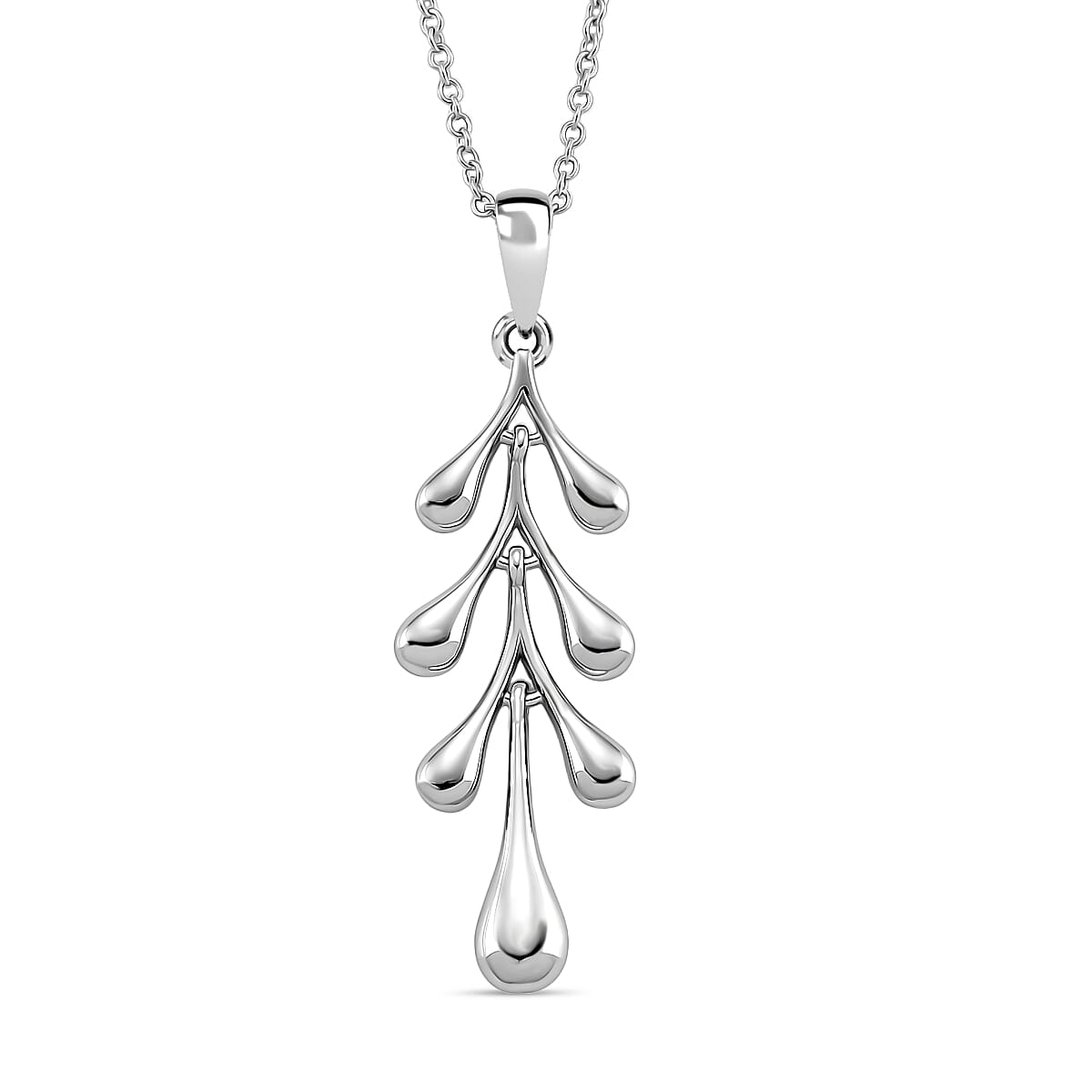 Lucy Q-Drop Collection Rhodium Overlay Sterling Silver Splash Pendant with Chain (Size 20), Silver Wt. 6.90 Gms.