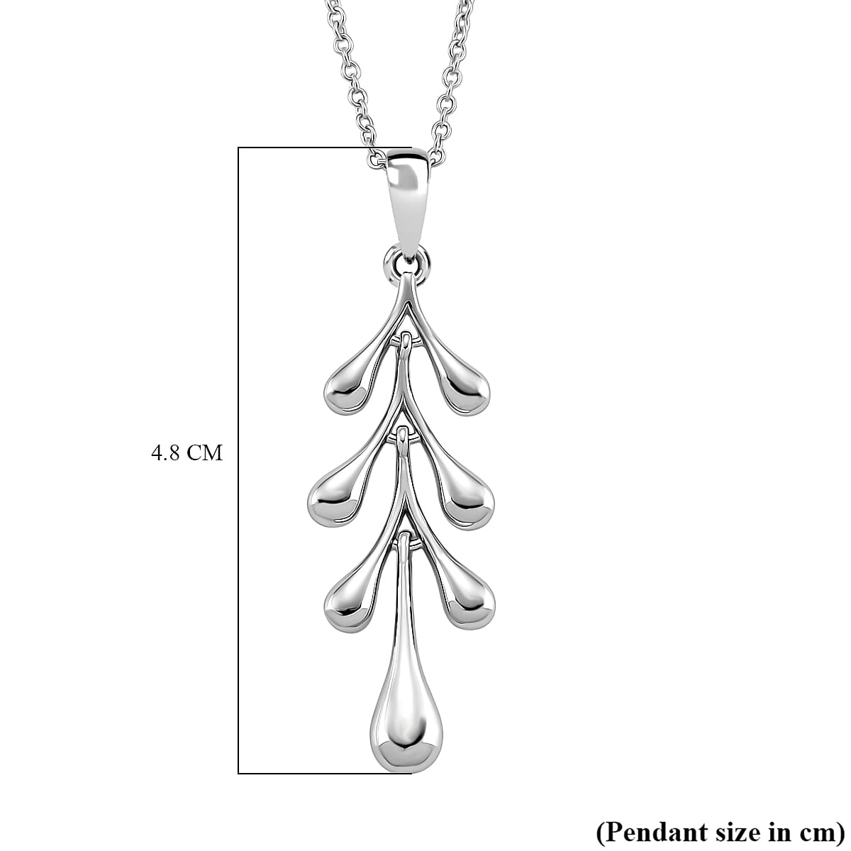 Lucy Q-Drop Collection Rhodium Overlay Sterling Silver Splash Pendant with Chain (Size 20), Silver Wt. 6.90 Gms.