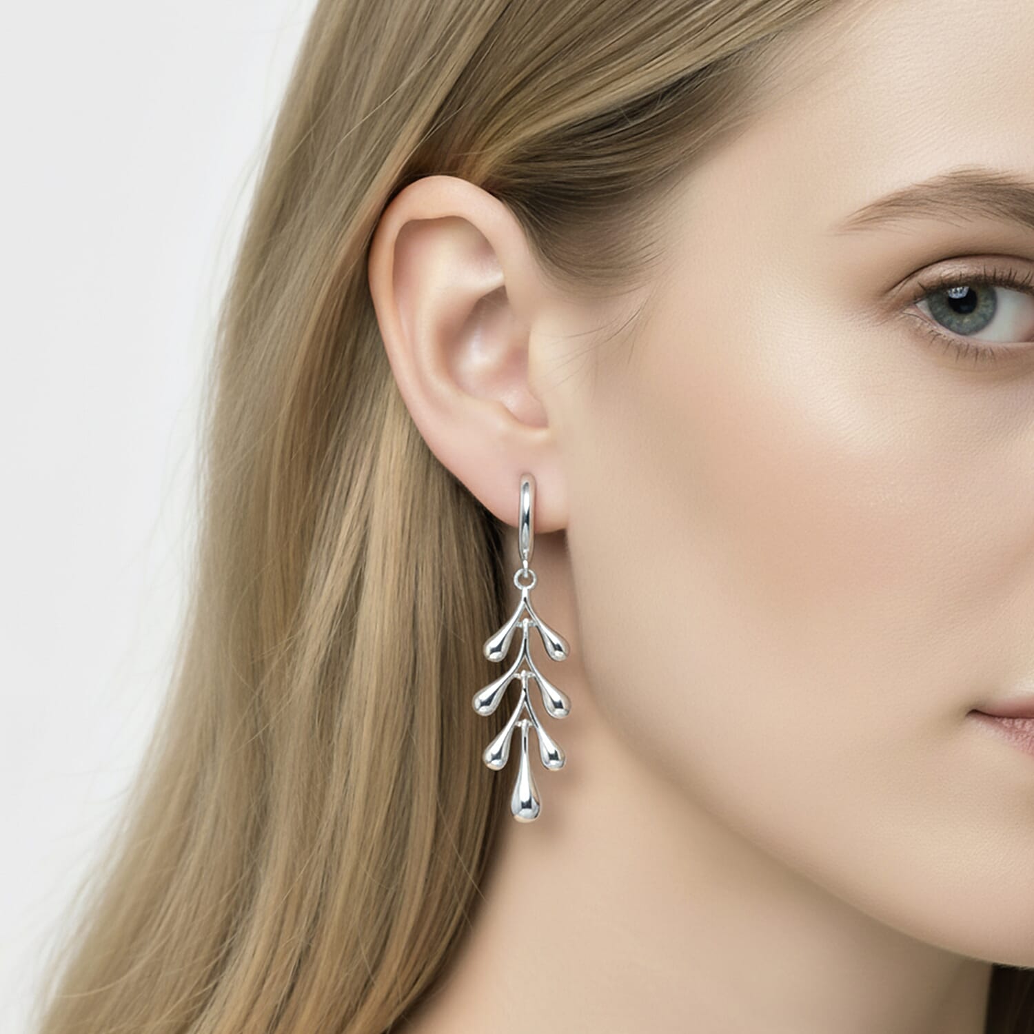 Lucy Q-Drop Collection Rhodium Overlay Sterling Silver Splash Earring with Lever Back, Silver Wt. 5.00 Gms.