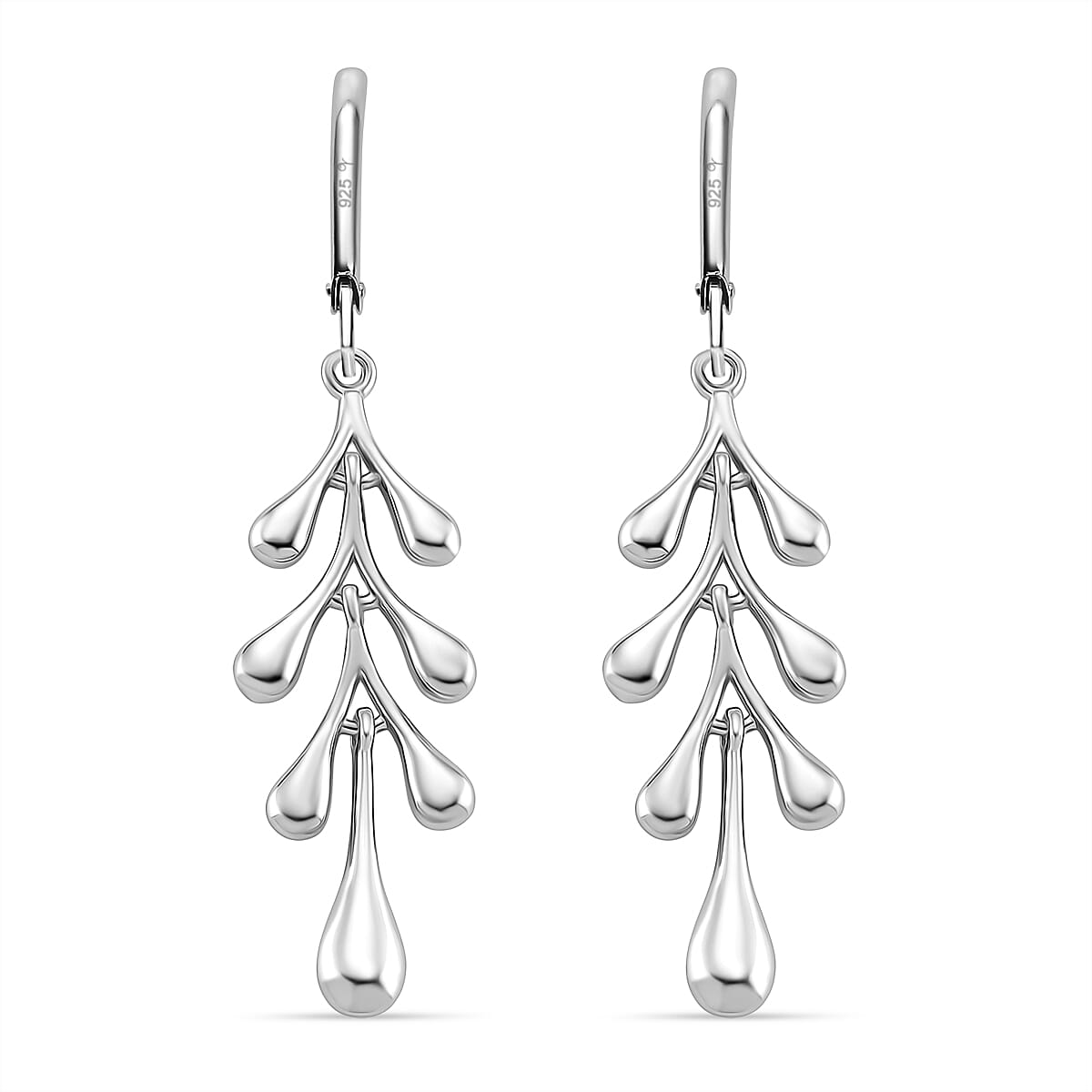 Lucy Q-Drop Collection Rhodium Overlay Sterling Silver Splash Earring with Lever Back, Silver Wt. 5.00 Gms.