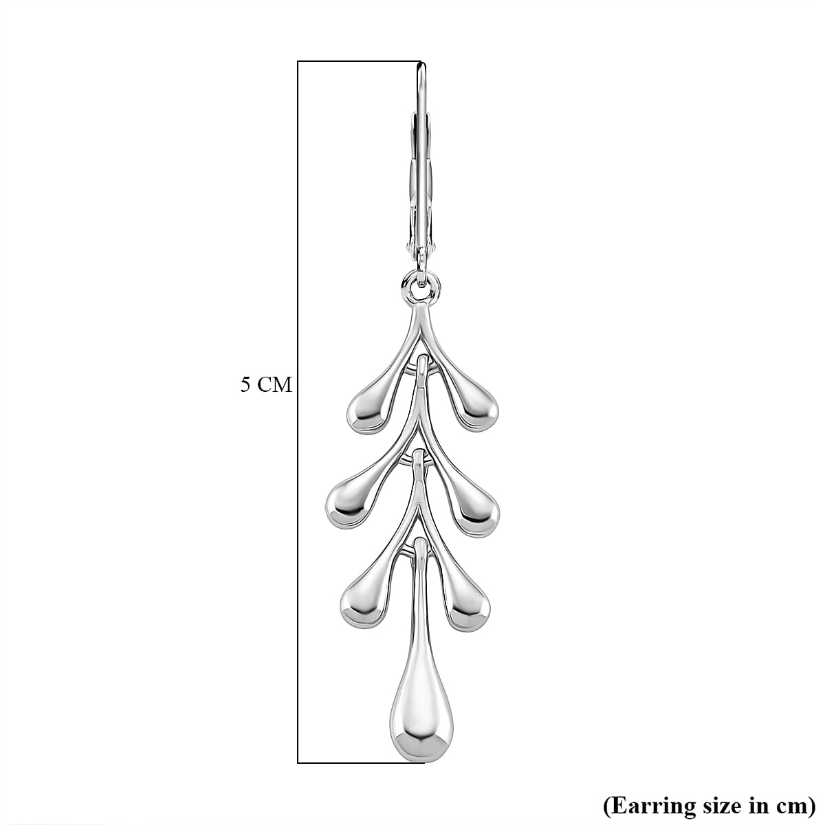Lucy Q-Drop Collection Rhodium Overlay Sterling Silver Splash Earring with Lever Back, Silver Wt. 5.00 Gms.