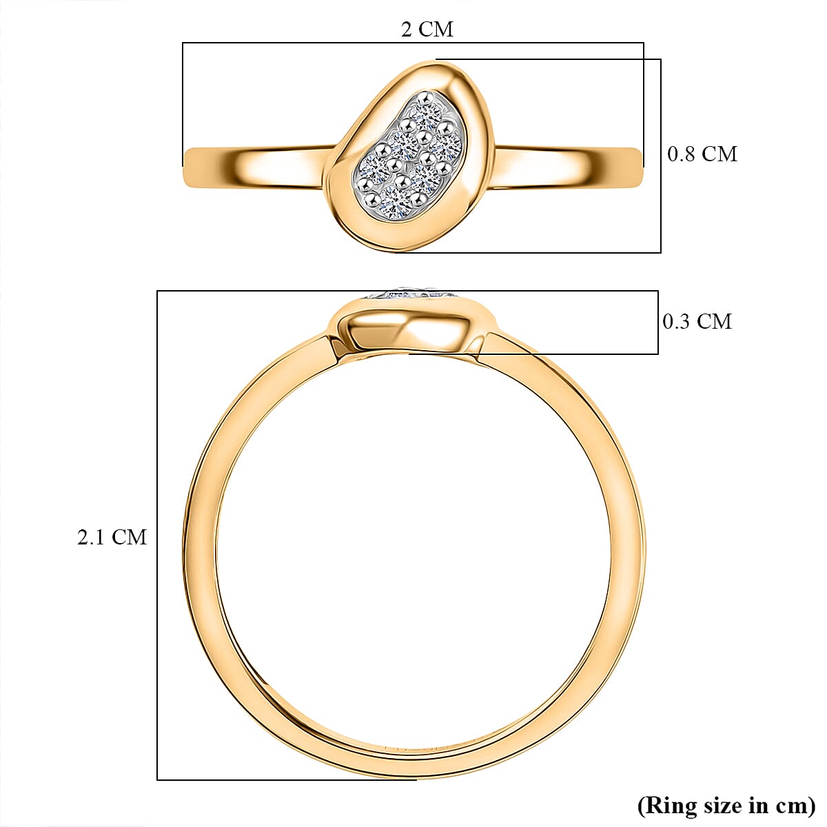 Luxuriant Lab Grown Diamond (SI-GH) Cluster Ring in 18K Vermeil Yellow Gold Plated Sterling Silver