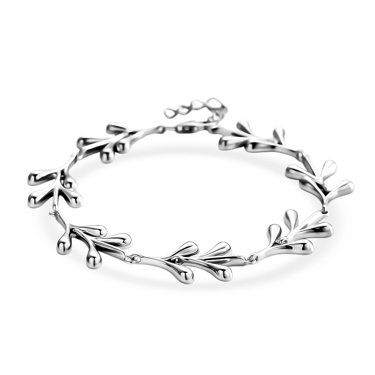 Lucy Q-Drop Collection Rhodium Overlay Sterling Silver Splash Bracelet (Size 7 - 1 Ext), Silver Wt. 13.00 Gms.