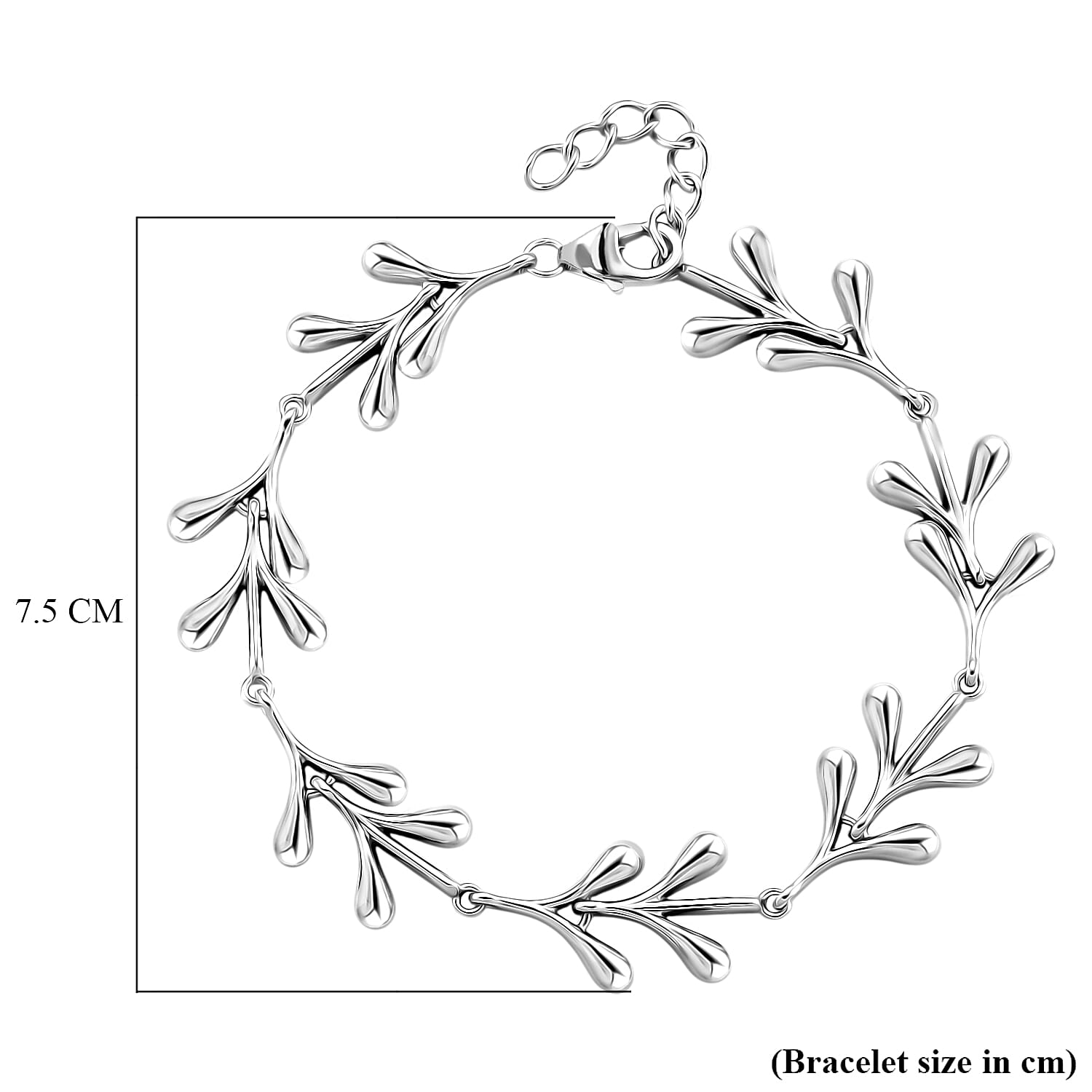 Lucy Q-Drop Collection Rhodium Overlay Sterling Silver Splash Bracelet (Size 7 - 1 Ext), Silver Wt. 13.00 Gms.