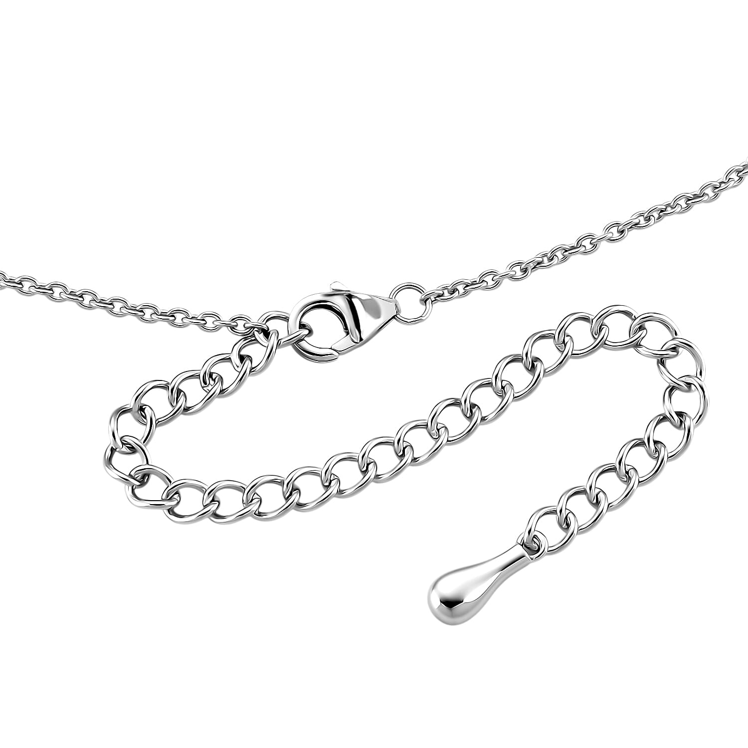 Lucy Q-Drop Collection Rhodium Overlay Sterling Silver Drip Statement Necklace (Size 16 - 4 Ext), Silver Wt. 53.00 Gms.
