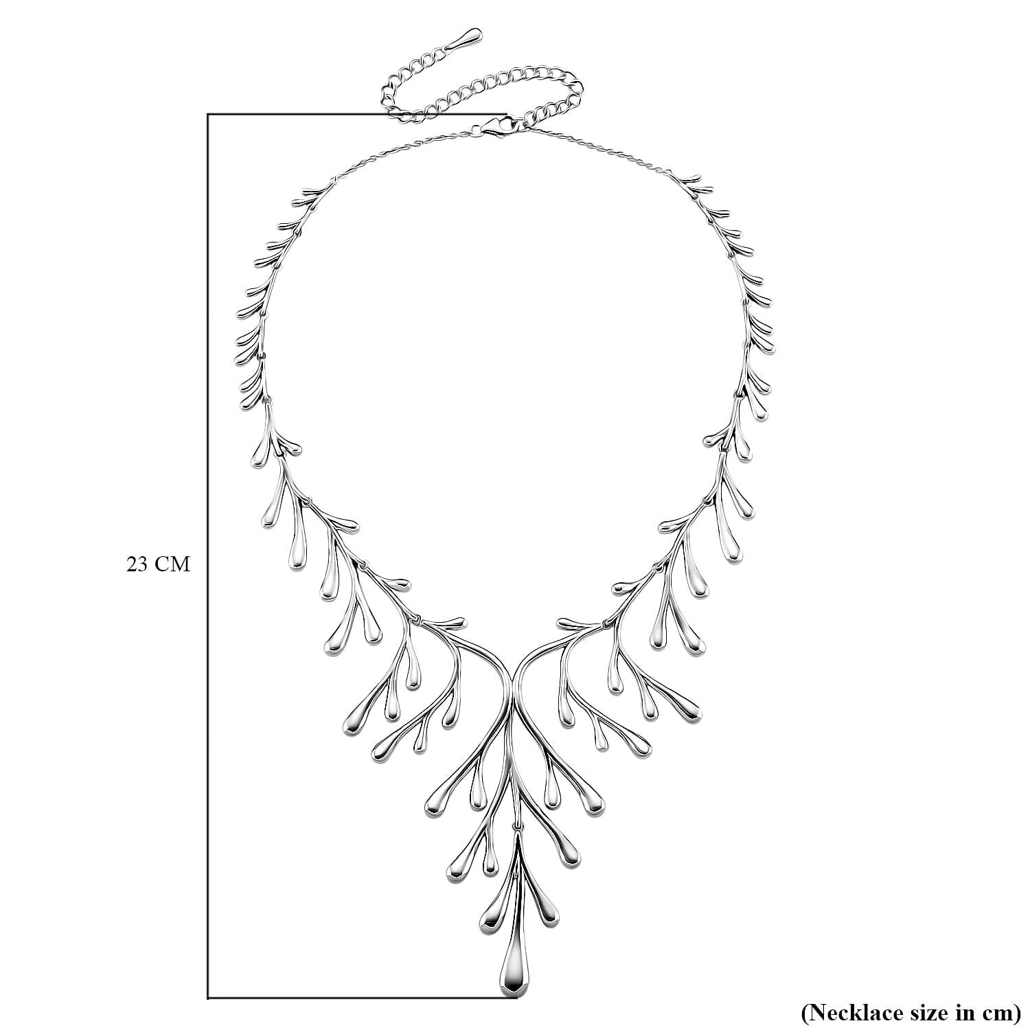 Lucy Q-Drop Collection Rhodium Overlay Sterling Silver Drip Statement Necklace (Size 16 - 4 Ext), Silver Wt. 53.00 Gms.