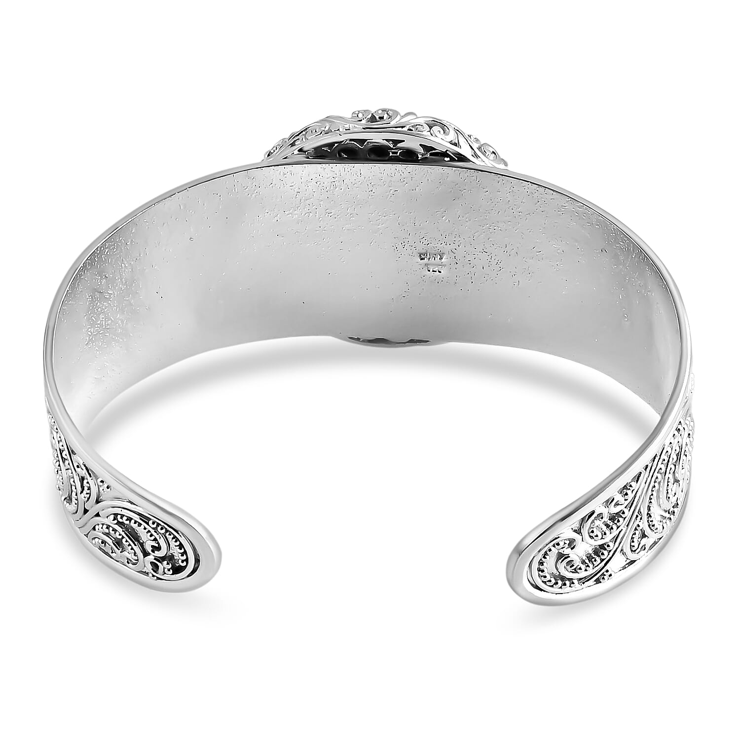 Bali Legacy Ox Bone Cuff Bangle (Size 7.5) Sterling Silver 25.33 Ct, Silver Wt. 42.98 Gms.