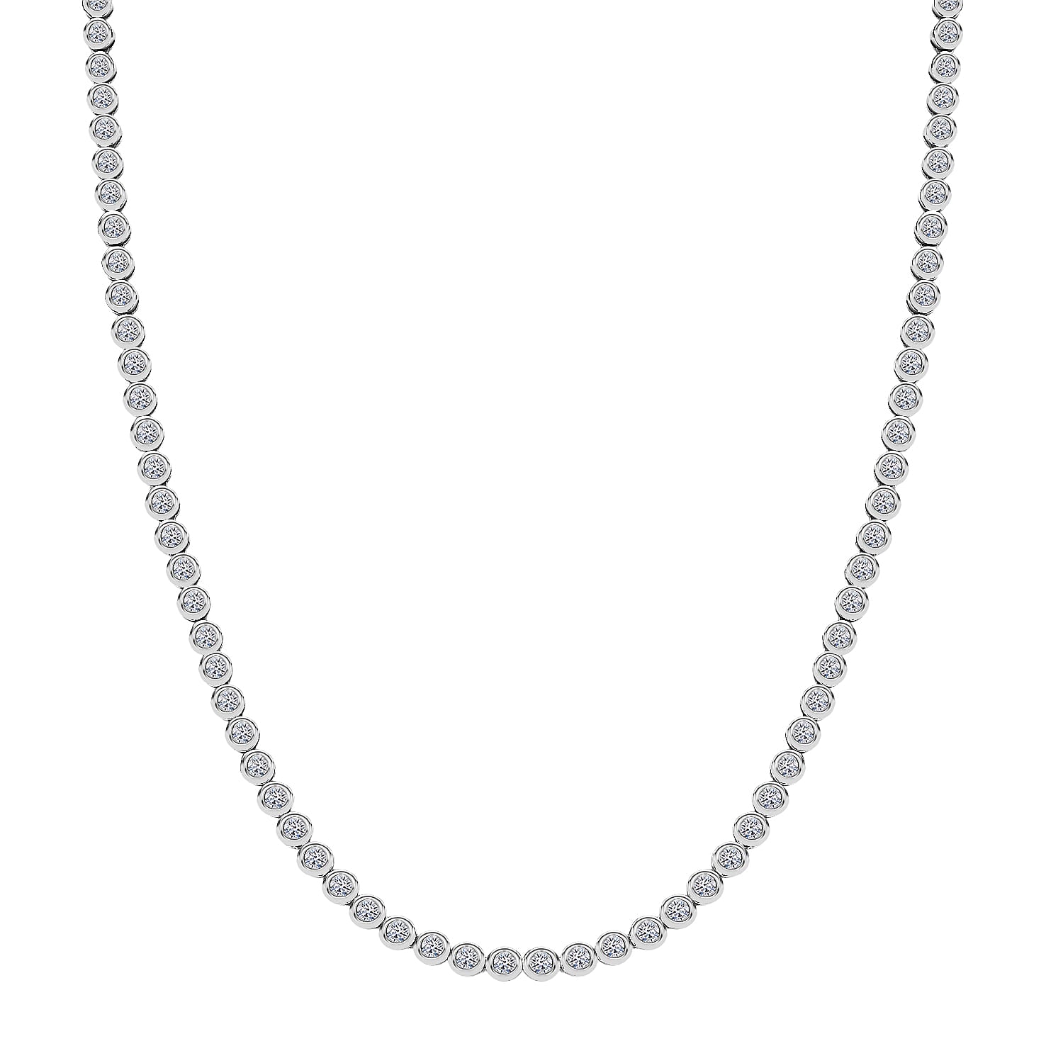 Luxuriant Lab Grown Diamond (SI-GH) Line Necklace (Size 20) with GB Lock Box in Rhodium Overlay Sterling Silver 6.00 Ct, Silver Wt. 19.01 Gms.