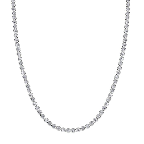 Luxuriant Lab Grown Diamond (SI-GH) Line Necklace (Size 20) with GB Lock Box in Rhodium Overlay Sterling Silver 6.00 Ct, Silver Wt. 19.01 Gms.