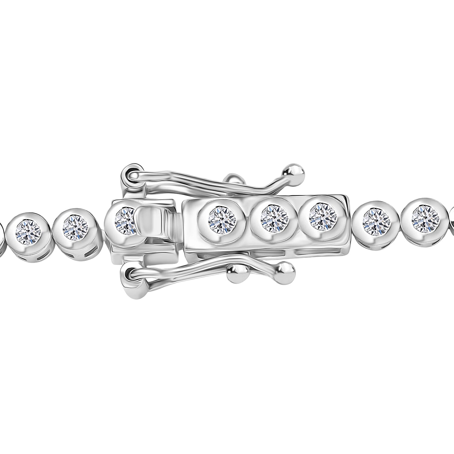 Luxuriant Lab Grown Diamond (SI-GH) Line Necklace (Size 20) with GB Lock Box in Rhodium Overlay Sterling Silver 6.00 Ct, Silver Wt. 19.01 Gms.