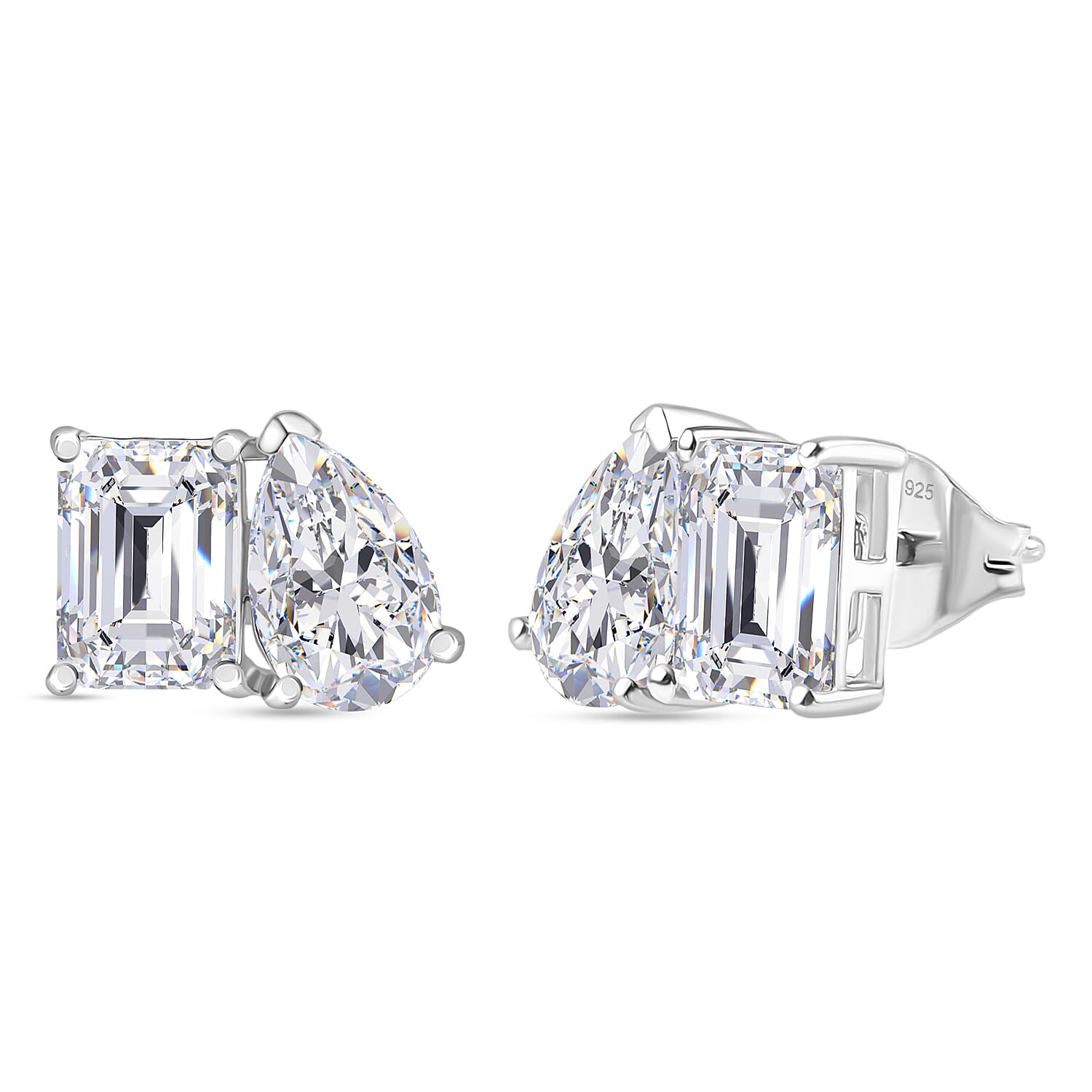 D'Joy Moissanite Solitaire Stud Push Post Earring in Platinum OverlaySterling Silver  3.714  Ct.