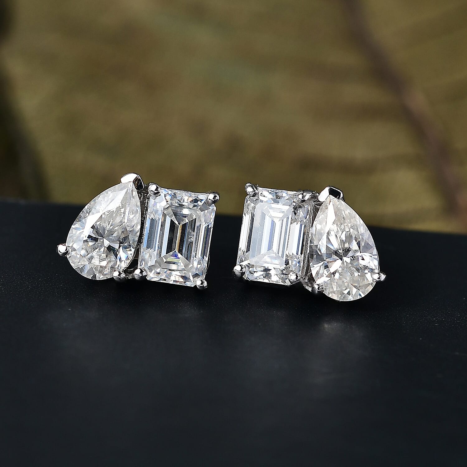 D'Joy Moissanite Solitaire Stud Push Post Earring in Platinum OverlaySterling Silver  3.714  Ct.