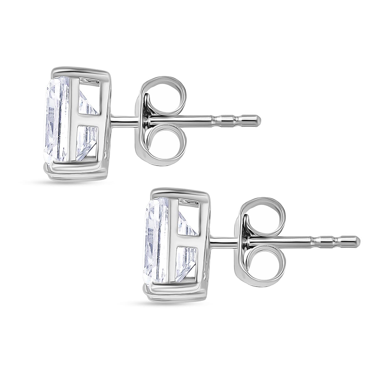 D'Joy Moissanite Solitaire Stud Push Post Earring in Platinum OverlaySterling Silver  3.714  Ct.