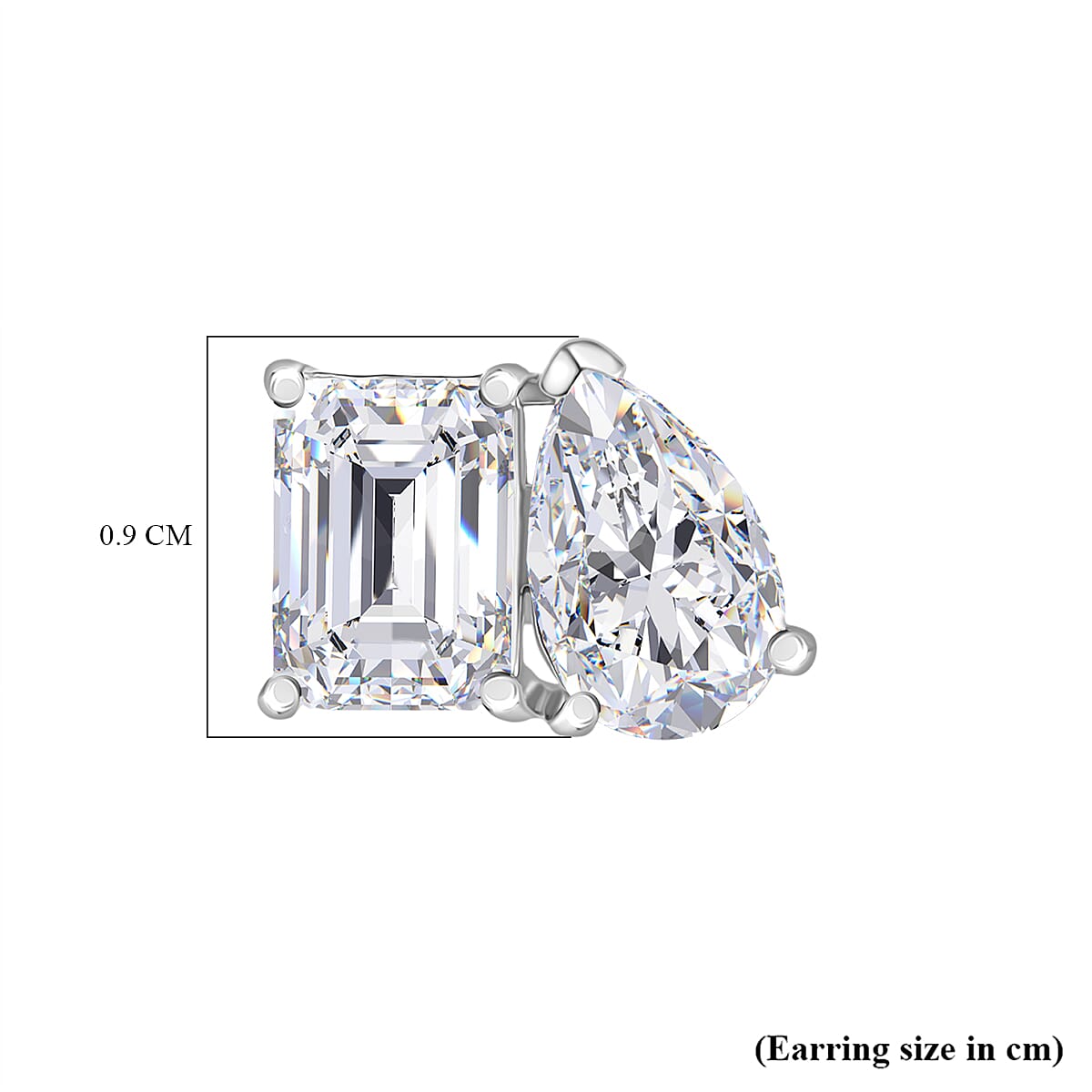 D'Joy Moissanite Solitaire Stud Push Post Earring in Platinum OverlaySterling Silver  3.714  Ct.