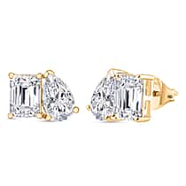 D'Joy Moissanite Solitaire Stud Push Post Earring Sterling Silver  3.714  Ct.