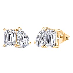 3.7 Ct. Moissanite Solitaire Stud earring in Yellow Gold Sterling Silver
