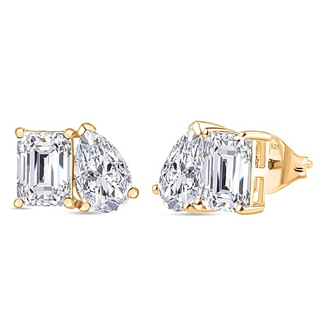 D'Joy Moissanite Solitaire Stud Push Post Earring Sterling Silver  3.714  Ct.