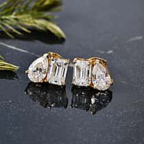 D'Joy Moissanite Solitaire Stud Push Post Earring Sterling Silver  3.714  Ct.