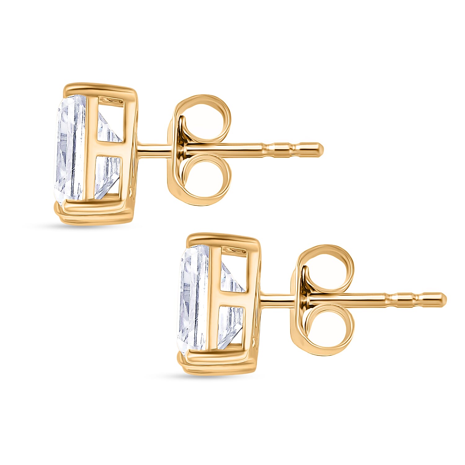 D'Joy Moissanite Solitaire Stud Push Post Earring Sterling Silver  3.714  Ct.