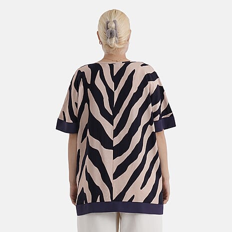 - Maisi Short-sleeve Printed Tunic Top (Size L-XL) - Beige