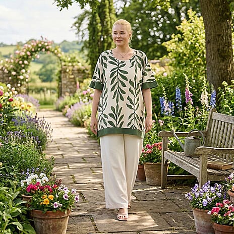 - Maisi Short-sleeve Printed Tunic Top (Size S-M) - Green