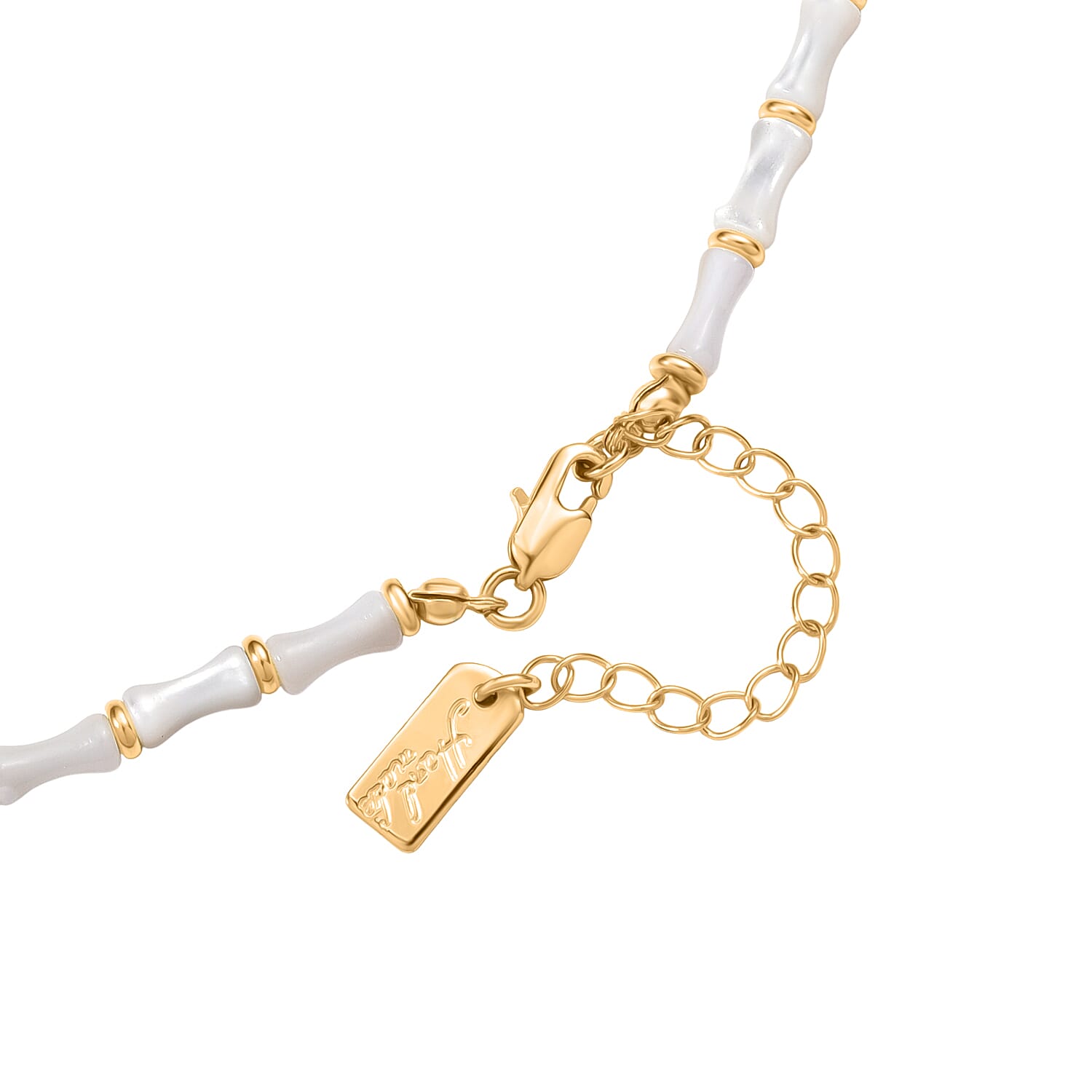 White Shell Pearl & White Cubic Zirconia Necklace (Size 20 - 2 Ext) in Yellow Gold Plated