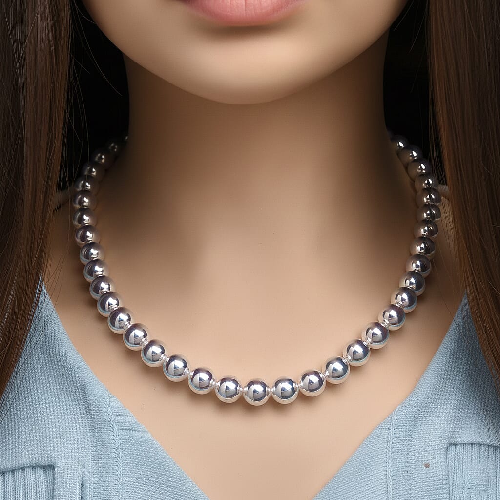 White Shell Pearl Fancy Necklace (Size - 20) Sterling Silver, Silver Wt.5.4 Gms  0.010  Ct.