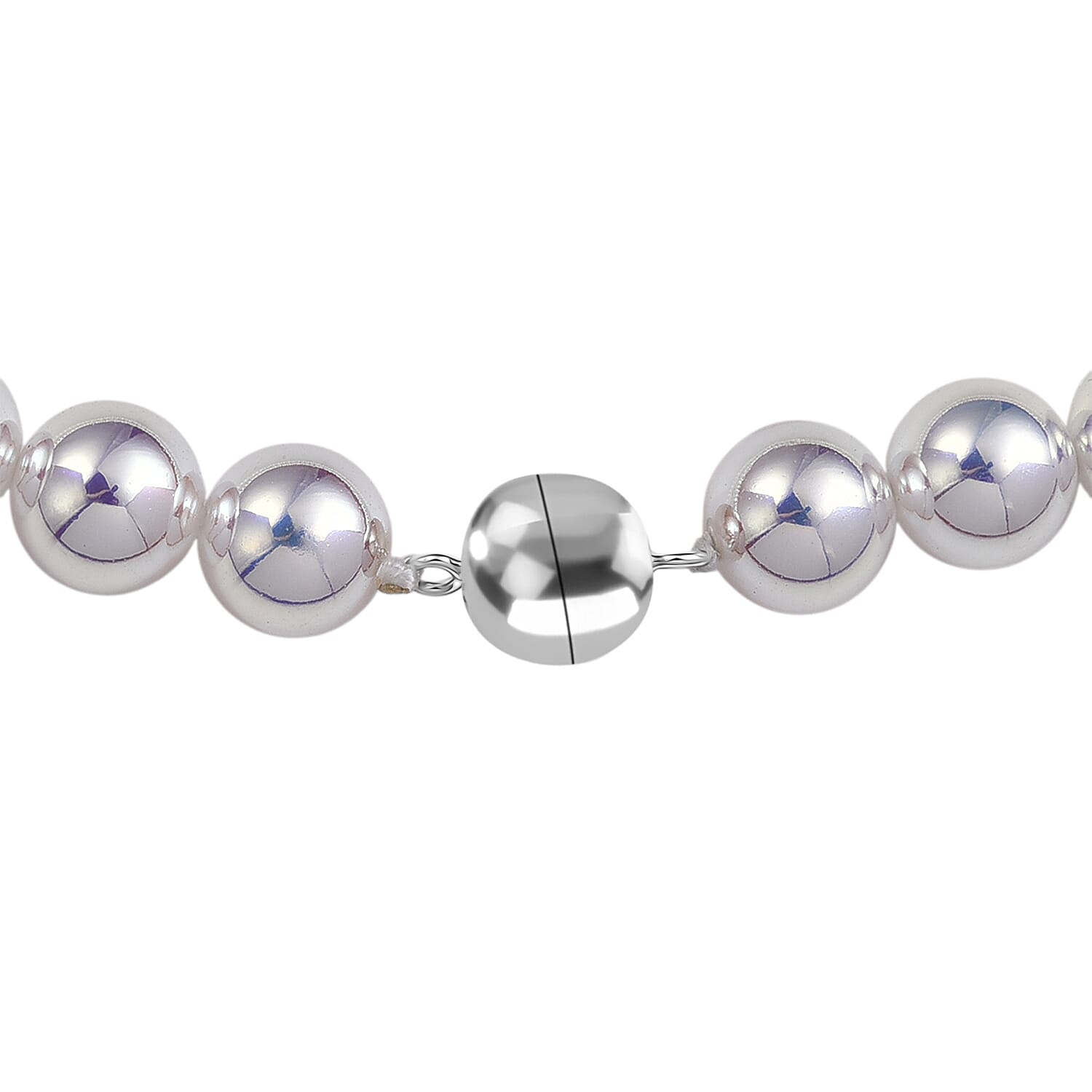White Shell Pearl Fancy Necklace (Size - 20) Sterling Silver, Silver Wt.5.4 Gms  0.010  Ct.