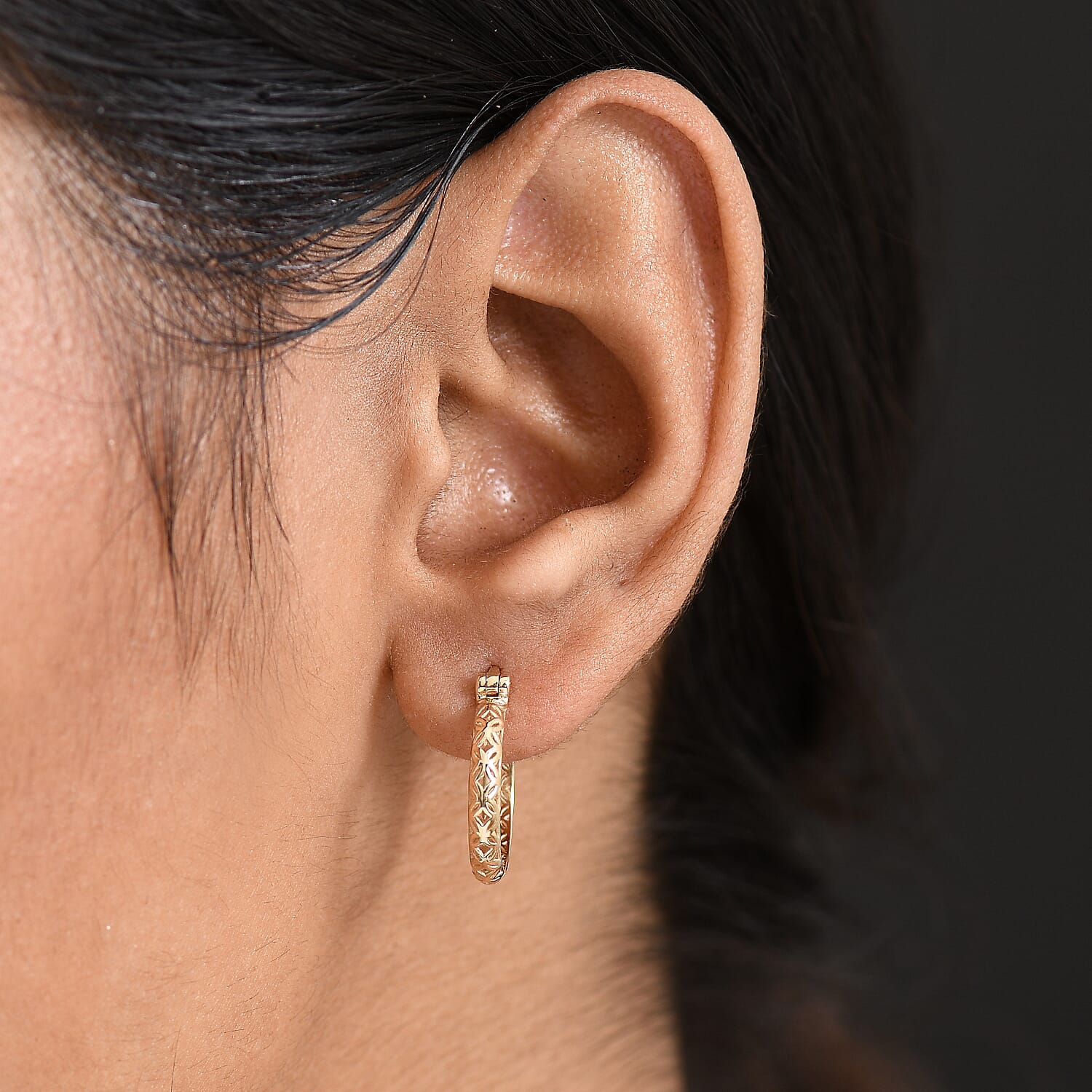 Gold Treasure of Siam - 9K Yellow Gold Full Hoop Earring with Clasp