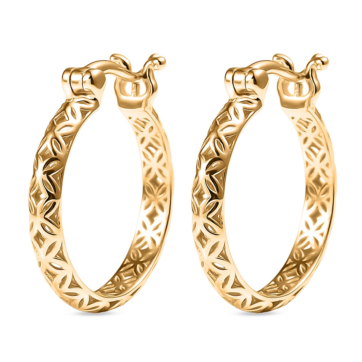 Gold Treasure of Siam - 9K Yellow Gold Full Hoop Earring with Clasp