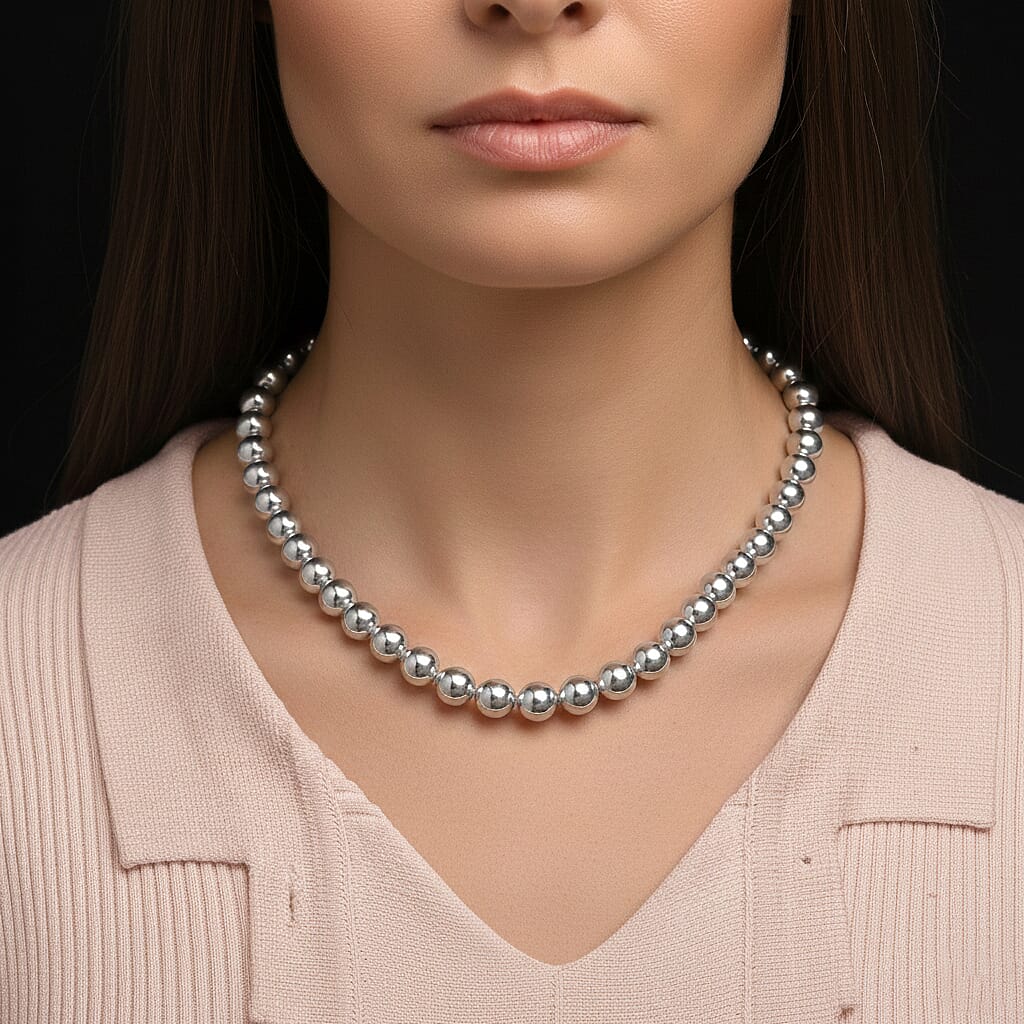 Grey Shell Pearl Fancy Necklace (Size - 20) Sterling Silver, Silver Wt.5.4 Gms  0.010  Ct.