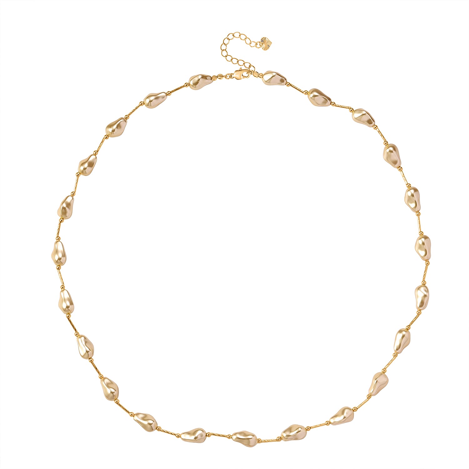 Golden Shell Pearl Necklace (Size 28 - 2 Ext) in Yellow Gold Plated