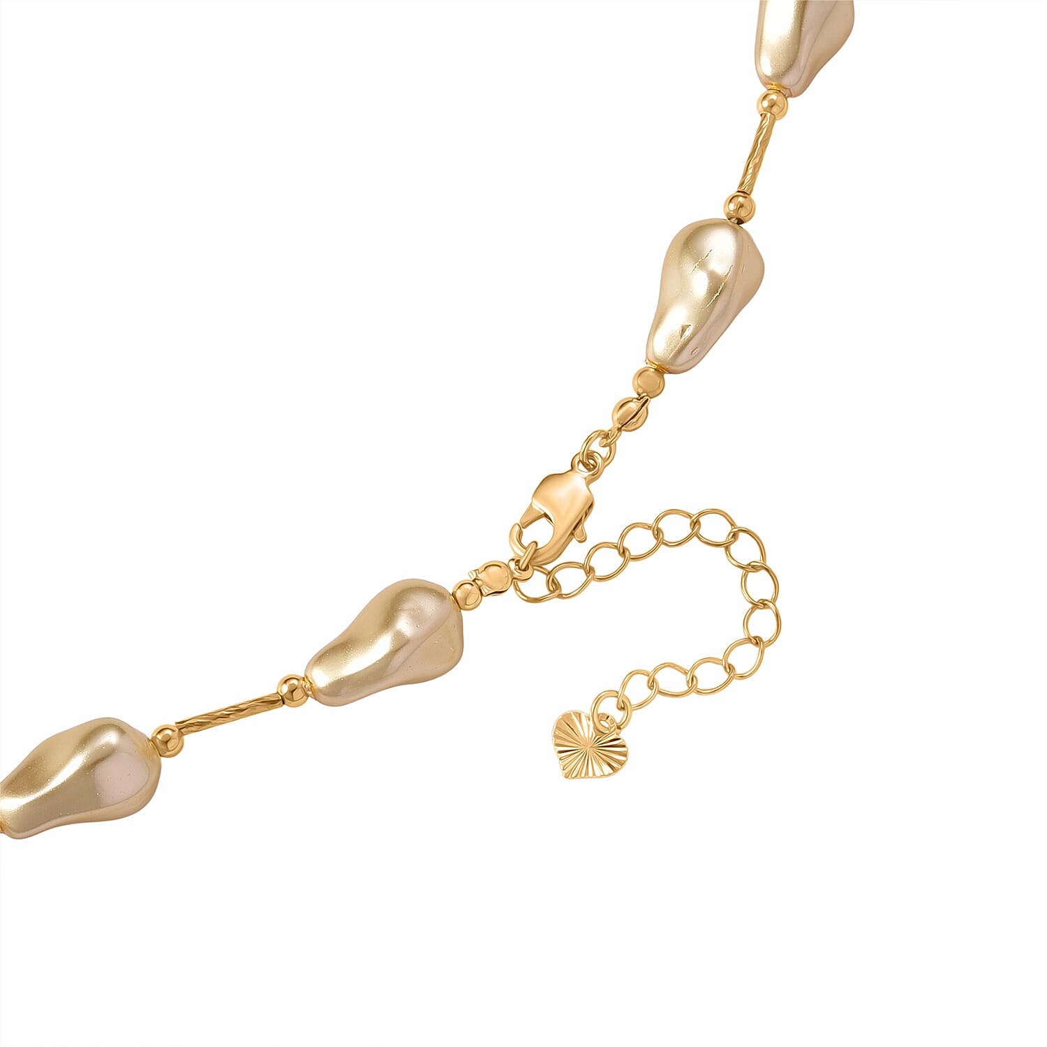 Golden Shell Pearl Necklace (Size 28 - 2 Ext) in Yellow Gold Plated