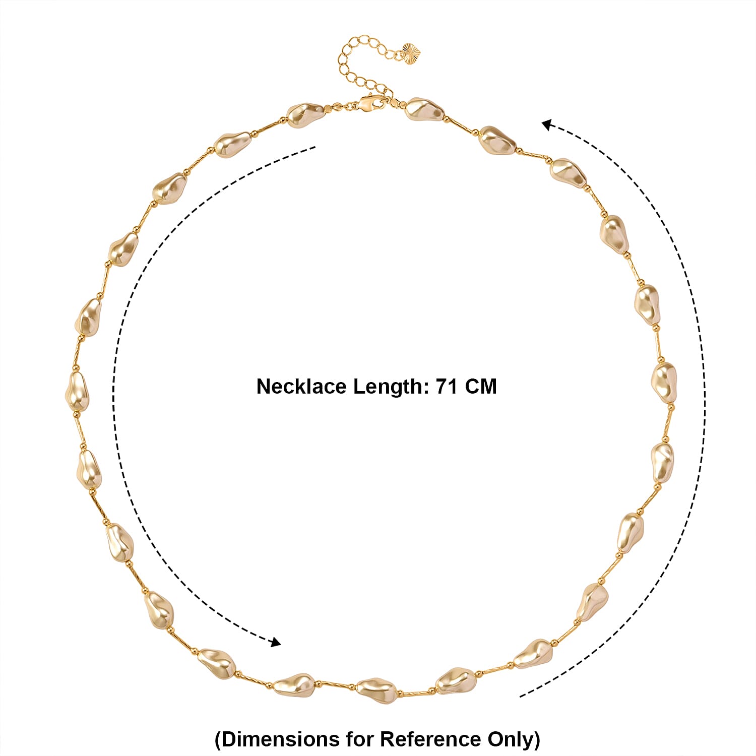Golden Shell Pearl Necklace (Size 28 - 2 Ext) in Yellow Gold Plated