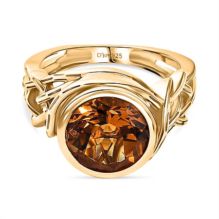 D'Joy Serra Gaucha Citrine Solitaire Ring in Yellow Gold Plated Sterling Silver 3.47 Ct.