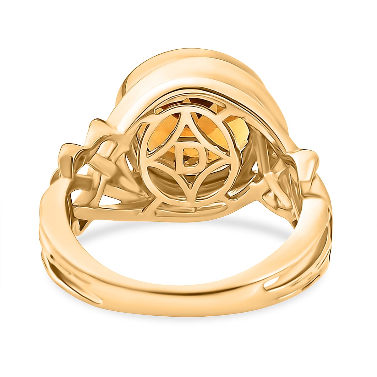 D'Joy Serra Gaucha Citrine Solitaire Ring in Yellow Gold Plated Sterling Silver 3.47 Ct.
