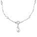 Peacock Colour Shell Pearl, White Cubic Zirconia Necklace (Size 24) in Silver Tone