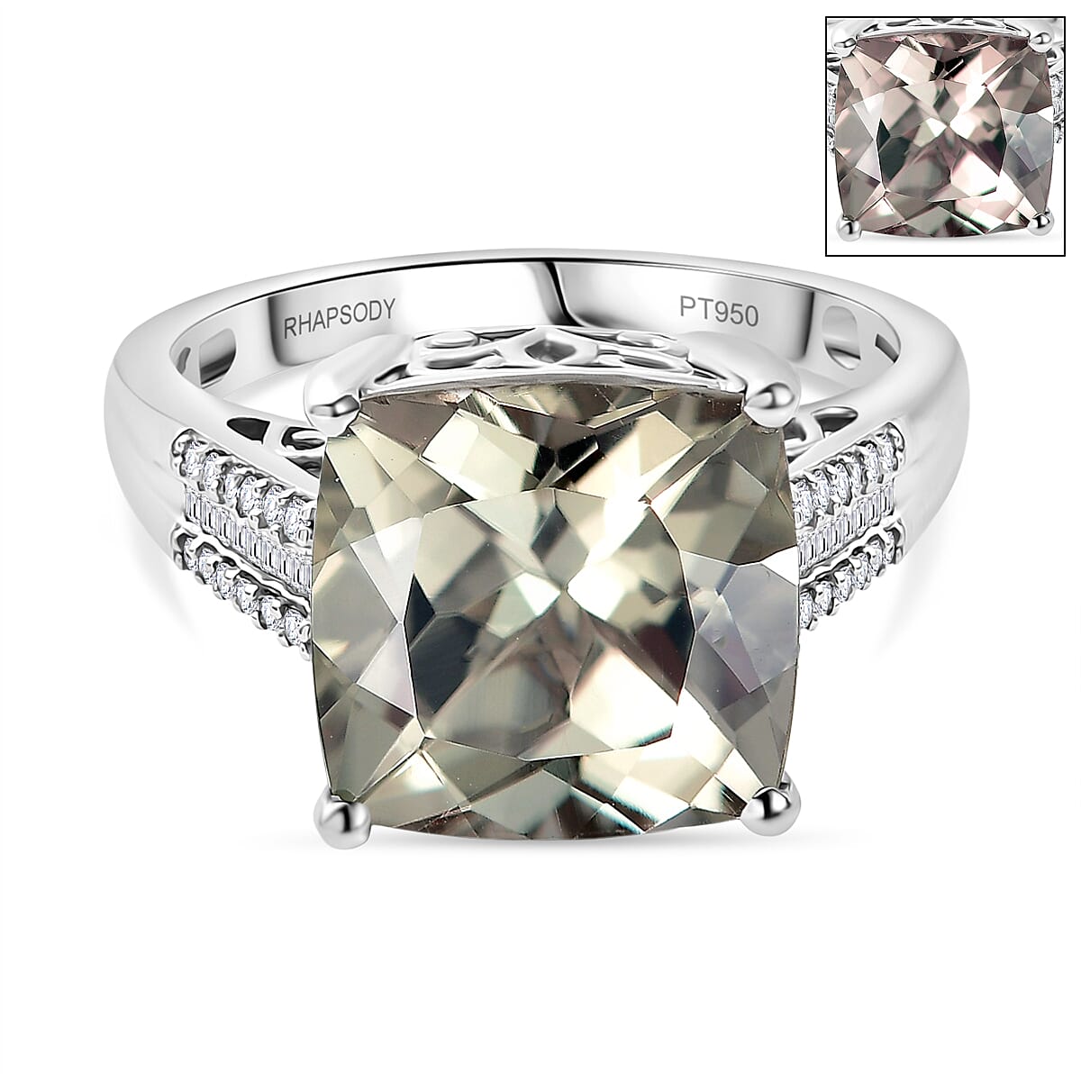 Rhapsody 950 Platinum AAAA Natural Turkizite & Natural White Diamond (VS-EF) Ring 10.24 Ct, Platinum Wt. 8.50 Gms.